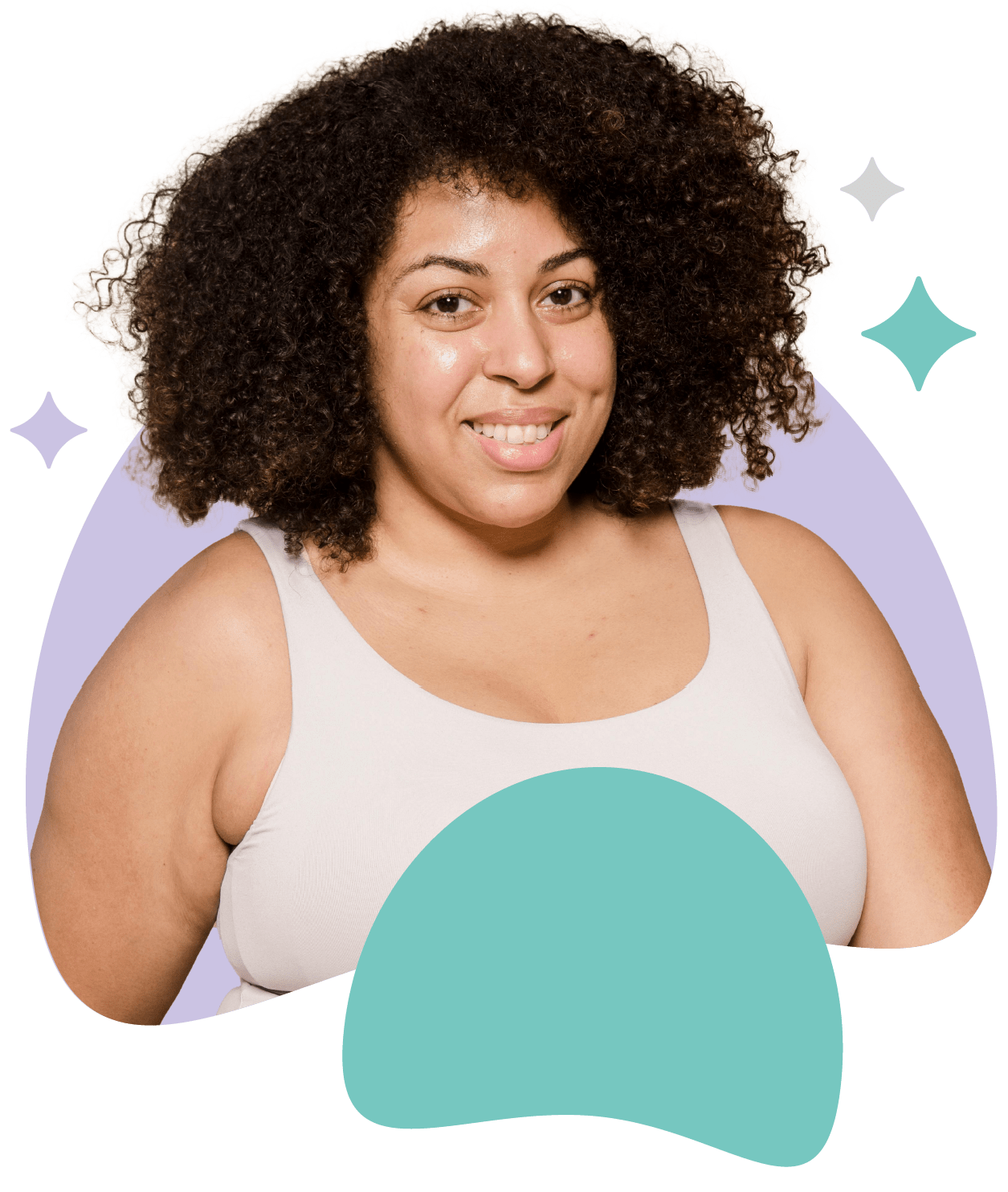 Smiling woman representing support for fertility through management of PCOS, metabolic fitness, and GLP-1 therapies.