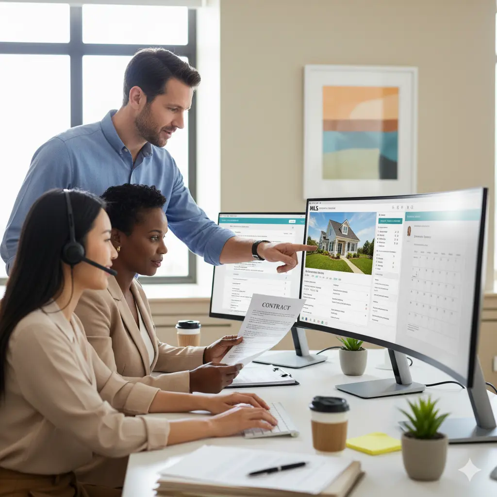 Real Estate Virtual Assistant team collaborating on property deals
