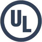 UL certification mark in dark blue circle.