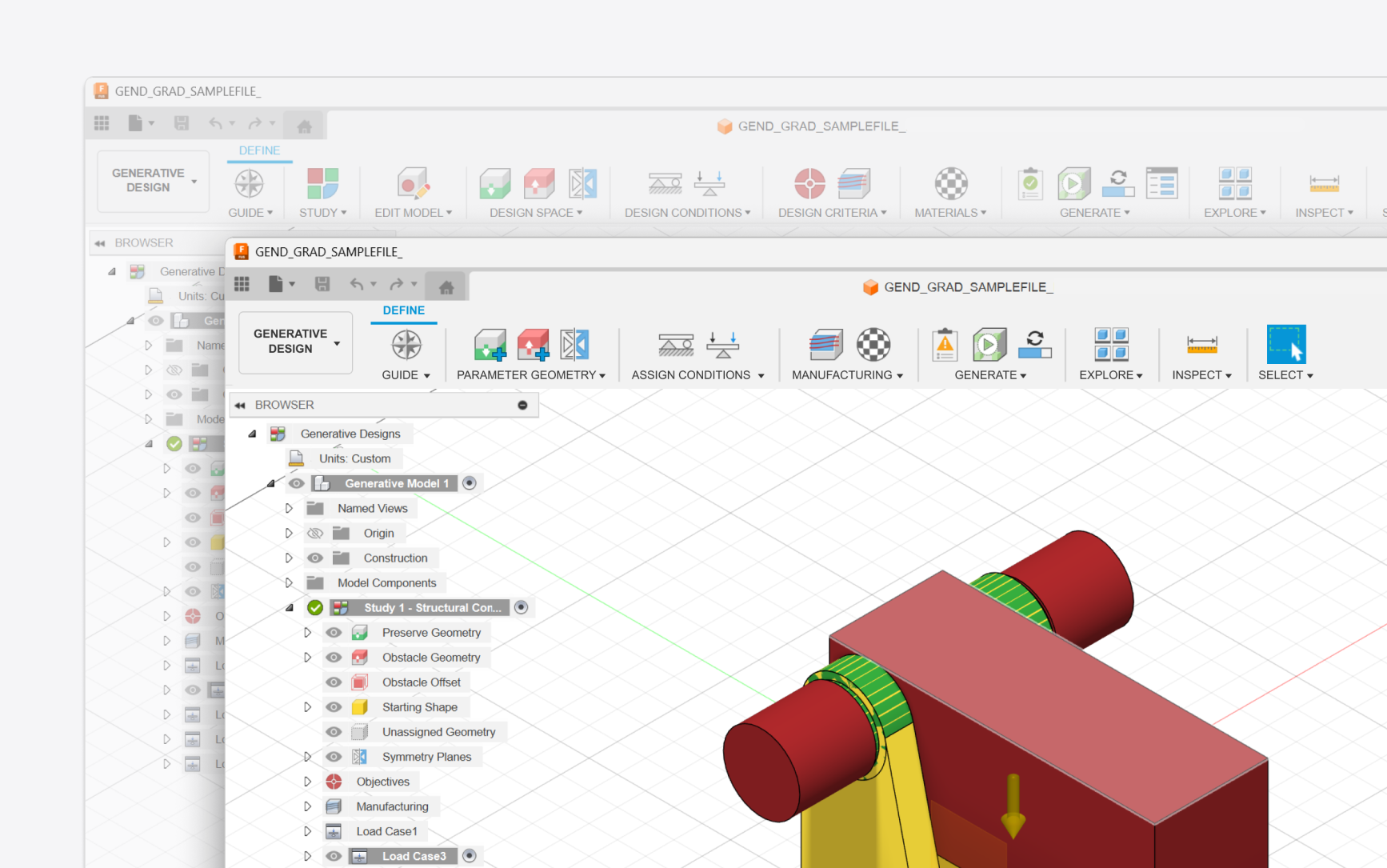 Interface for Generative Design AI Workflow in Autodesk Fusion 360