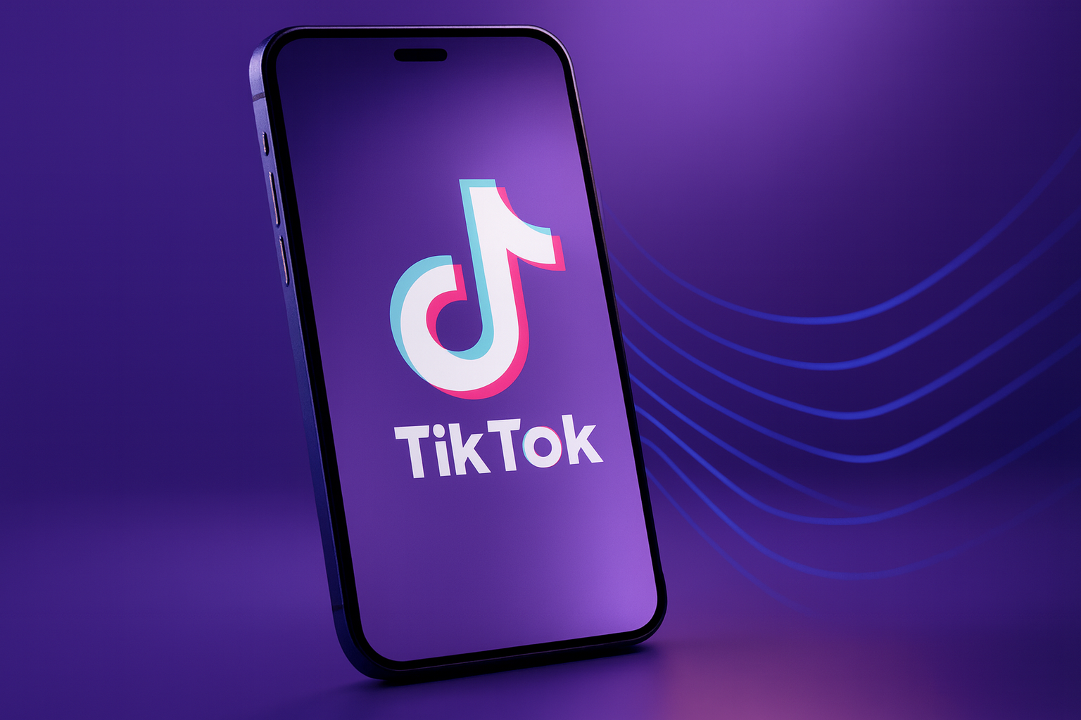 3D illustration of a smartphone displaying the TikTok logo on screen, representing TikTok-style shopping experiences and modern product detail page design.