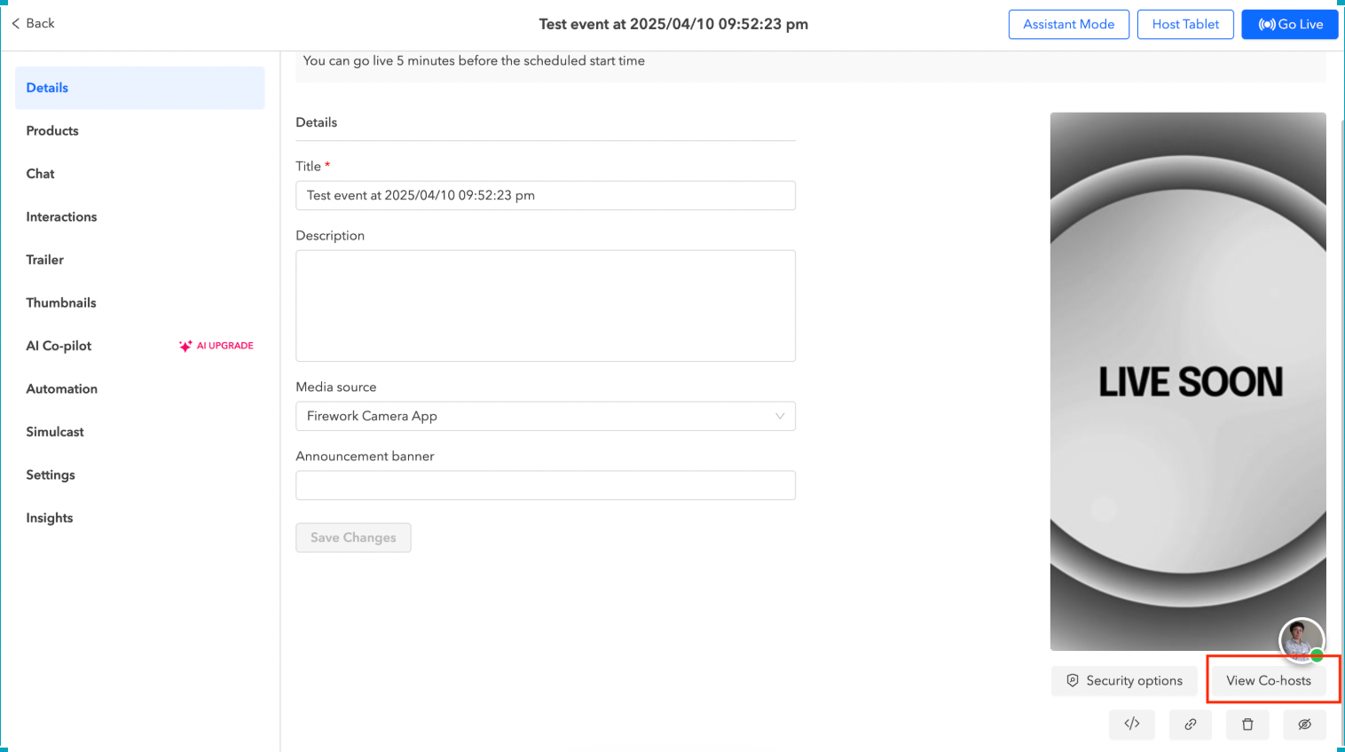 Go Live with Multiple Hosts