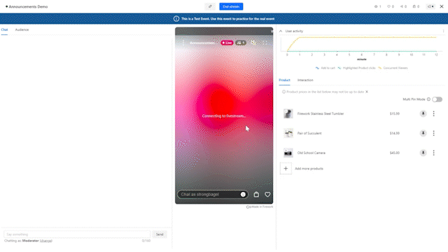 Announcement into your Livestream2
