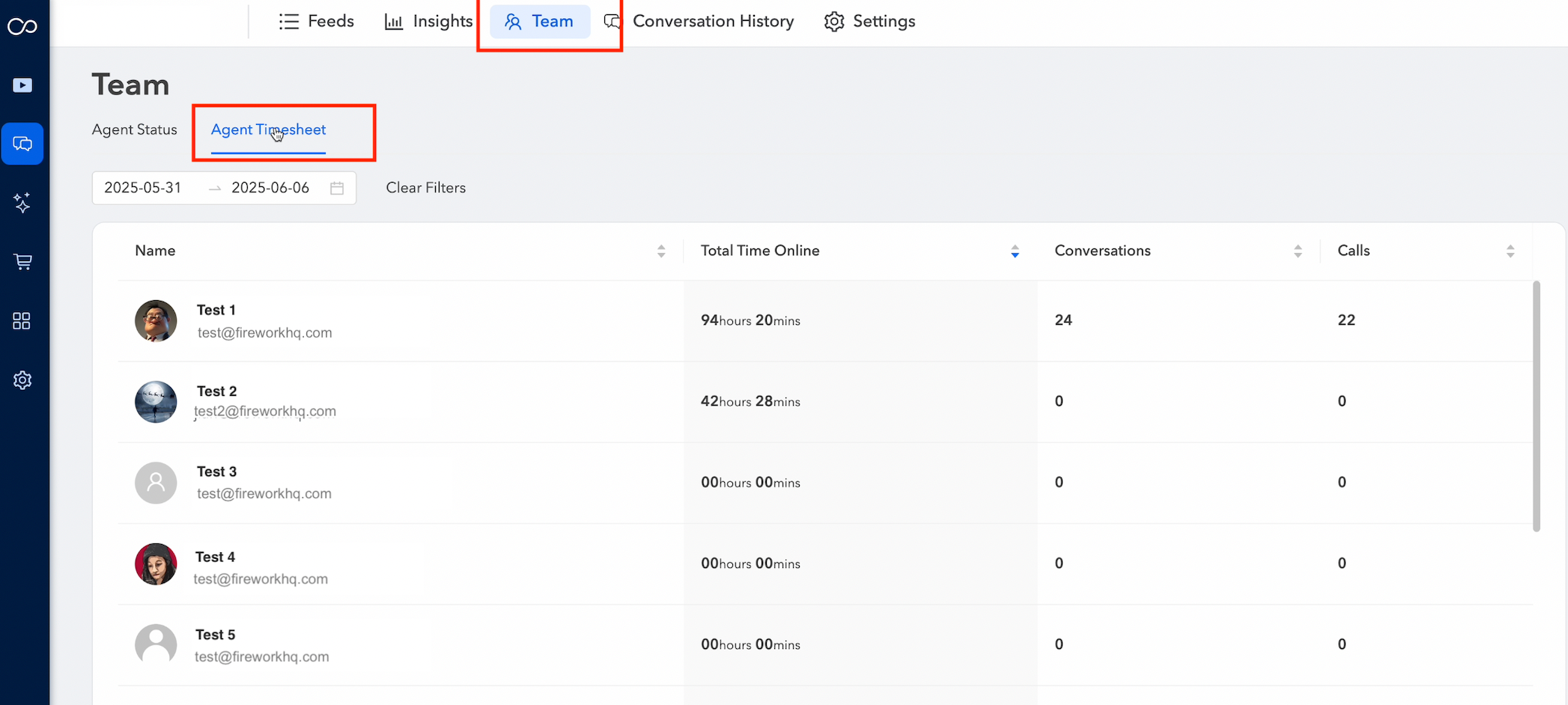 Agent Timesheet Overview