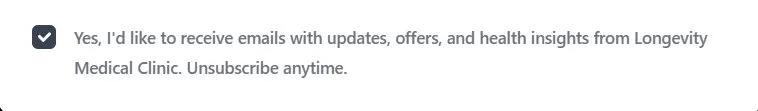 Detail view of the marketing opt-in checkbox
