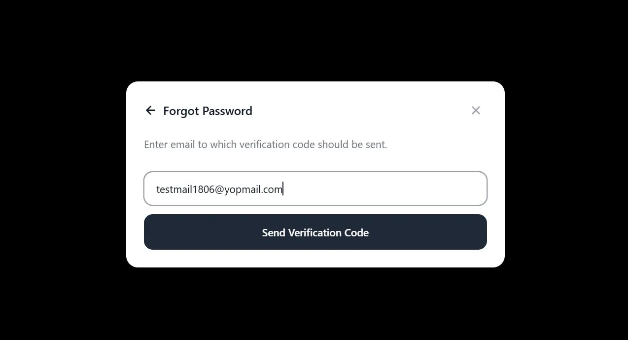 Password reset window with email field
