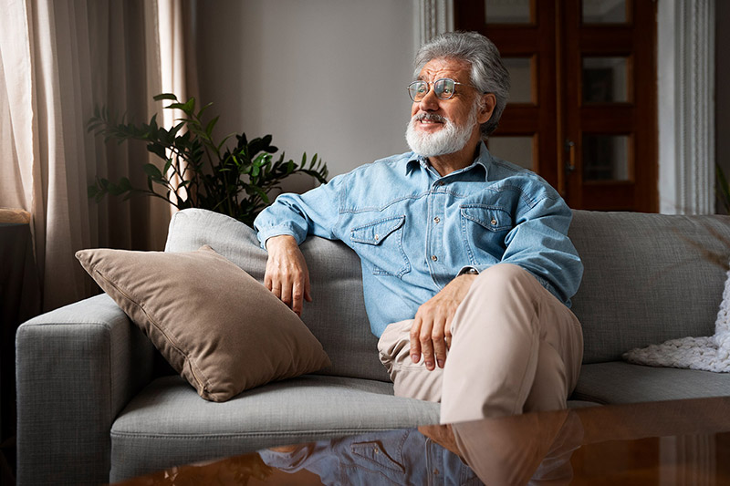 Man sitting on sofa