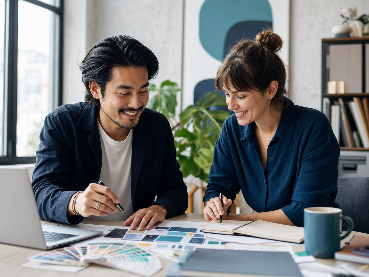 Professionals collaborating on a connected business and marketing strategy