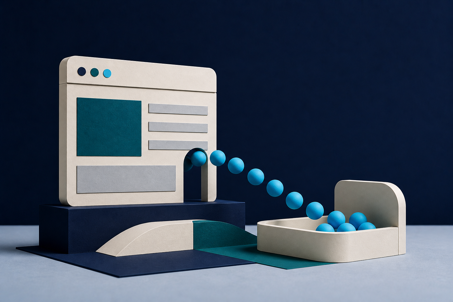 Conceptual website interface guiding qualified inquiries into an organized lead path