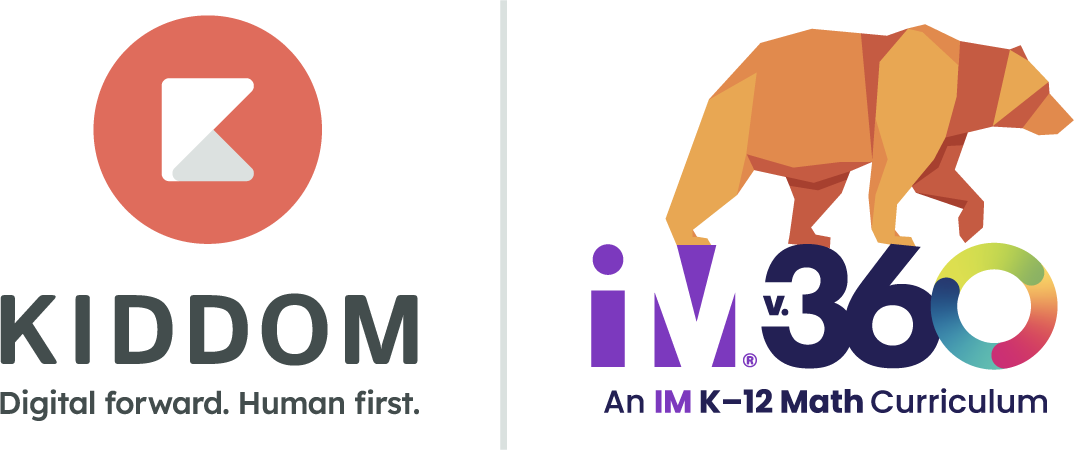 Kiddom logo with the IMv360 CA bear logo
