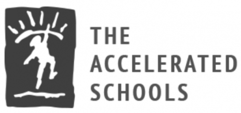 The Accelerated Schools logo with a stylized figure holding an umbrella and the text 'THE ACCELERATED SCHOOLS'.