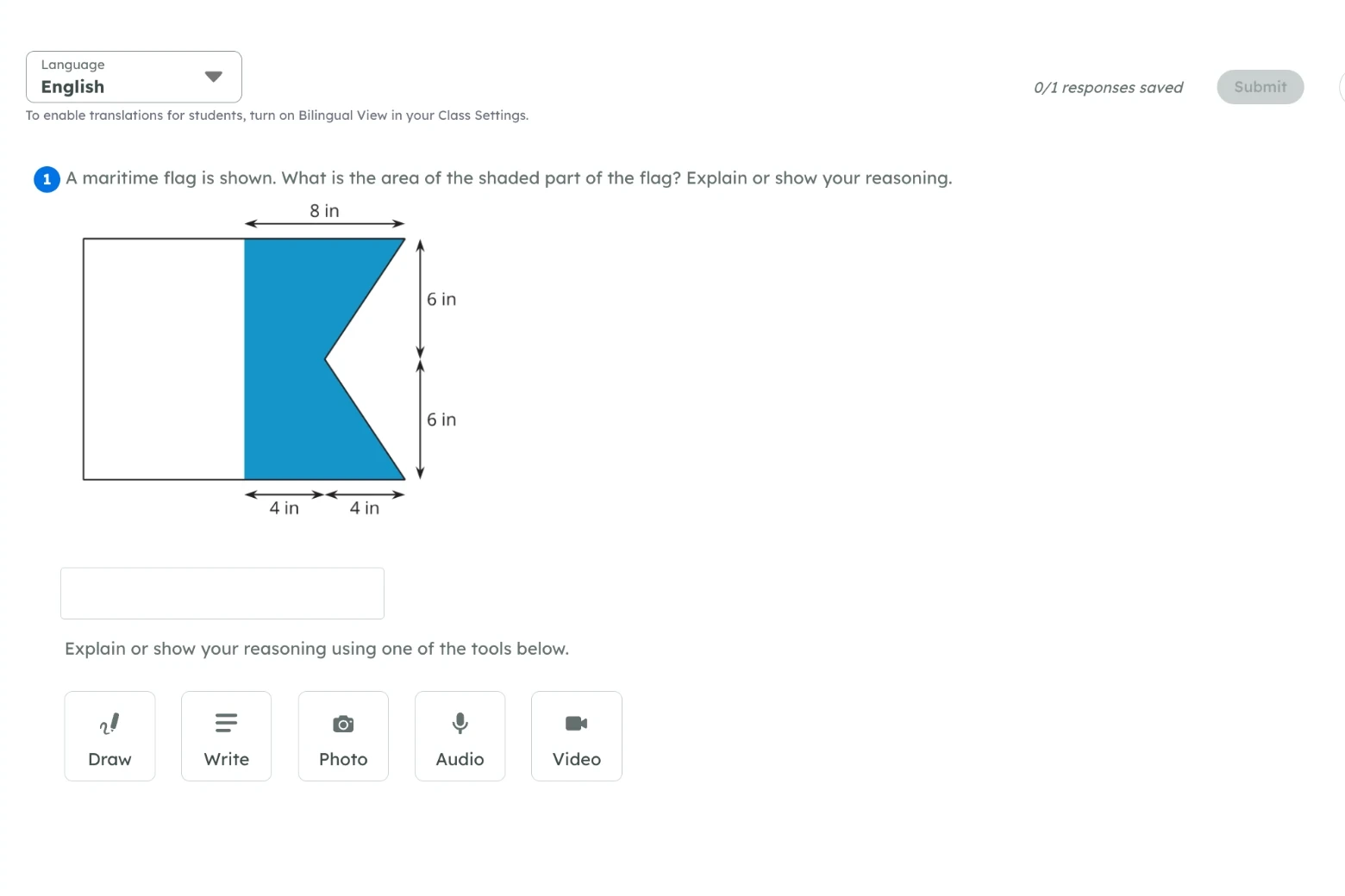 Student view of the same cool-down question with hints