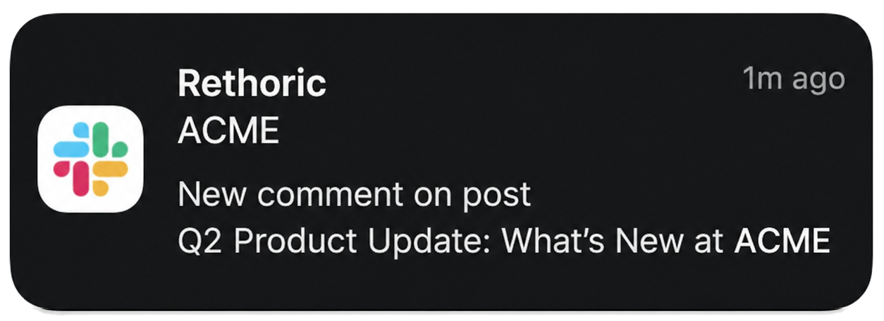 Slack notification of a new comment on a post