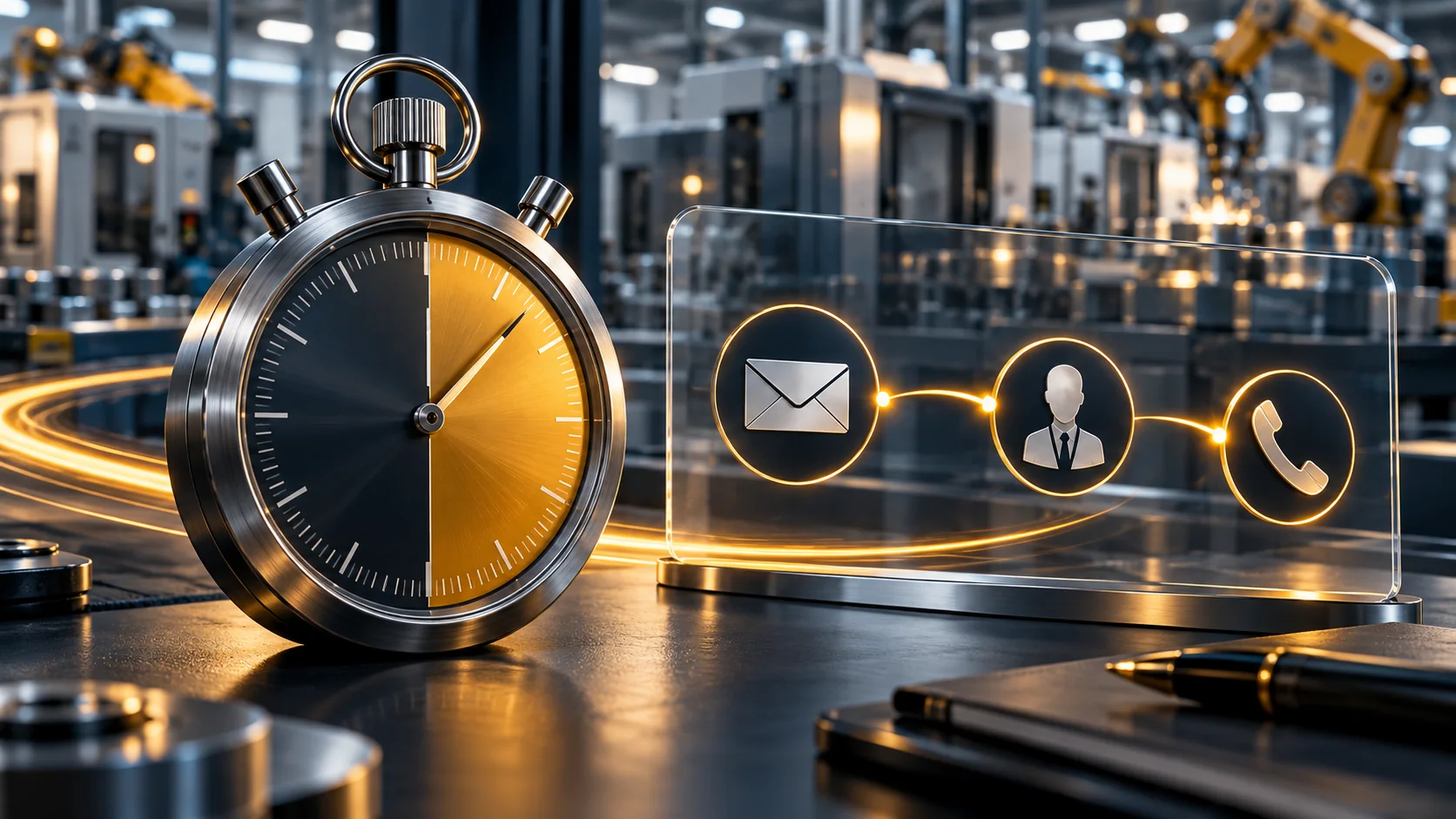 Graphic illustrating a 30-minute lead response time workflow in HubSpot for B2B manufacturers