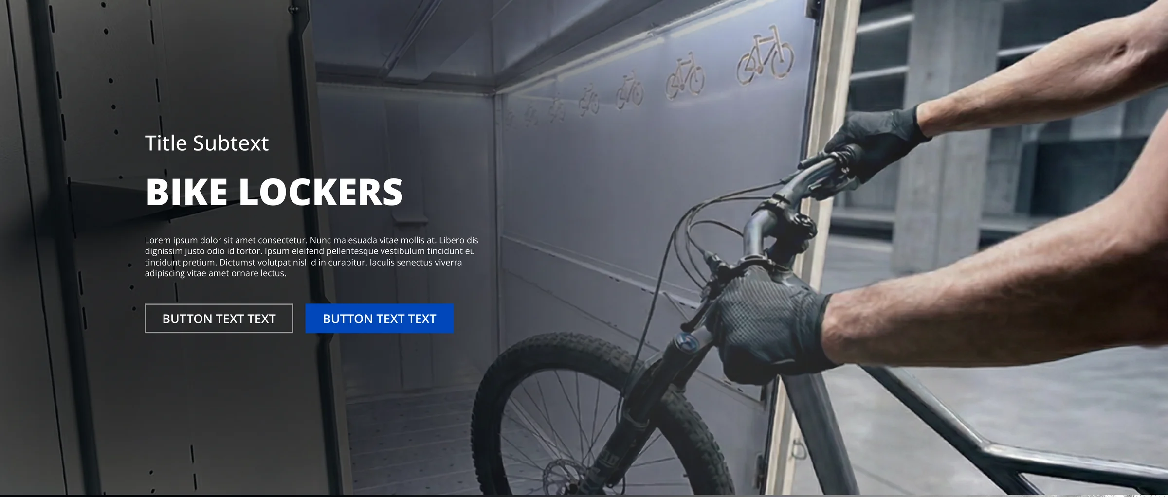 Bike lockers hero showing a rider wheeling a bike inside