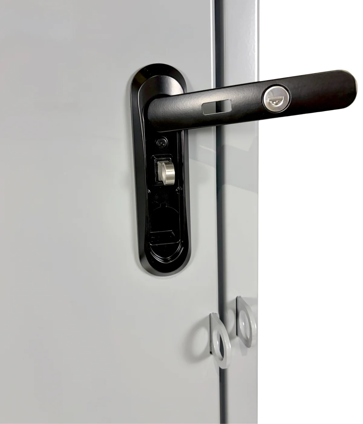 Bike locker locking handle detail