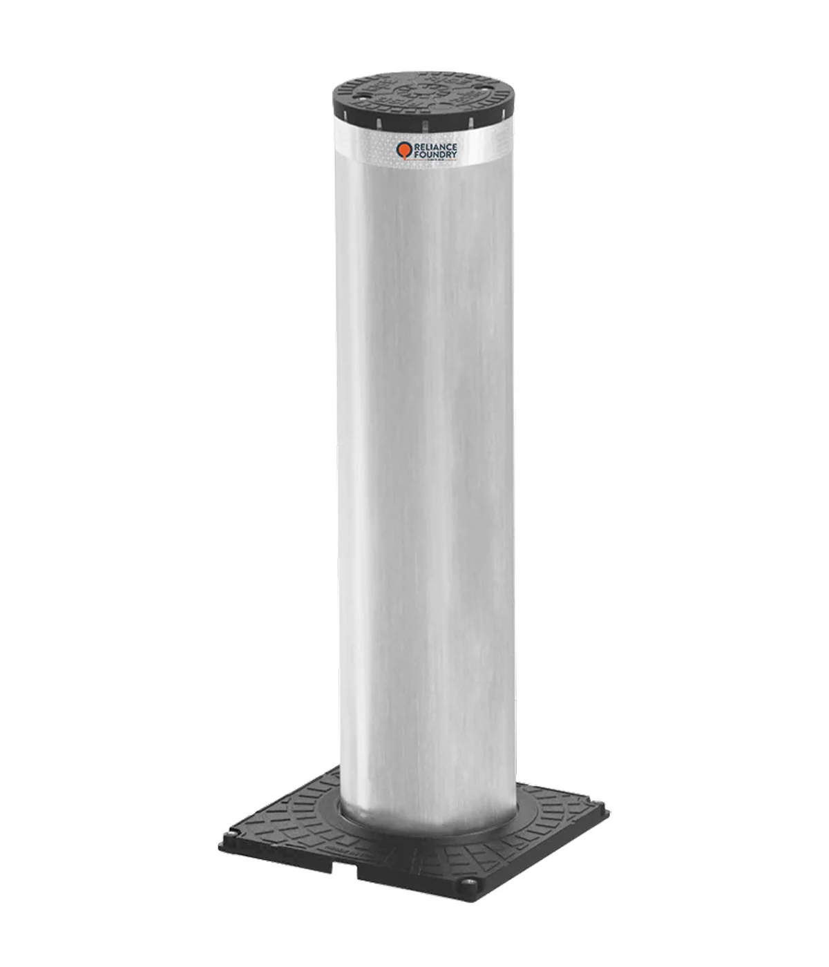 Stainless steel automatic bollard with base plate