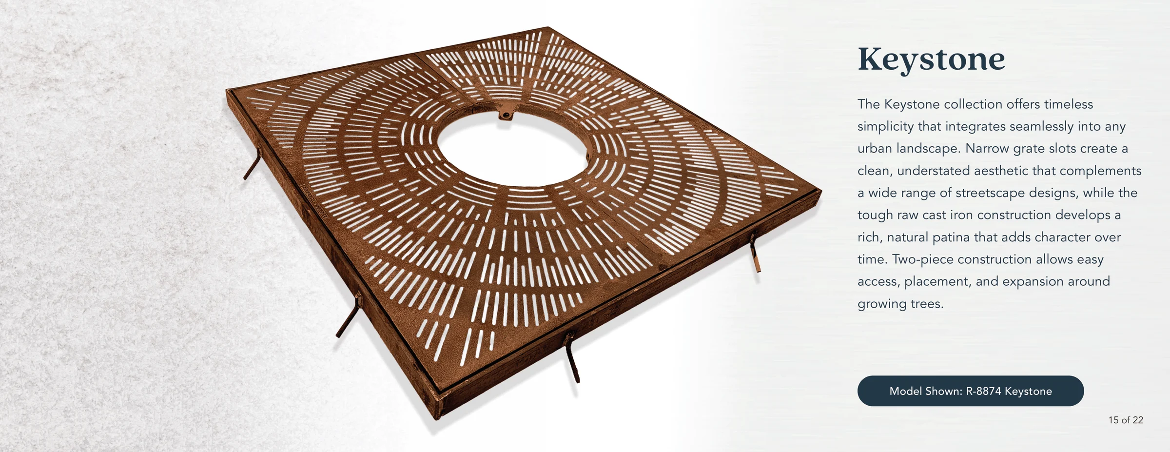 Keystone collection spread with a product render