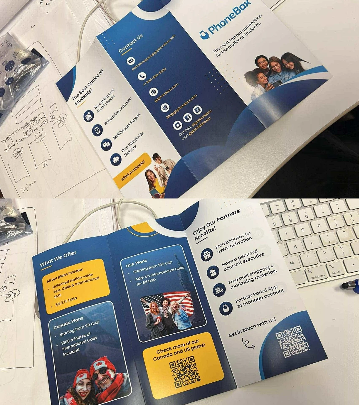 Printed tri fold partner brochure, outside and inside
