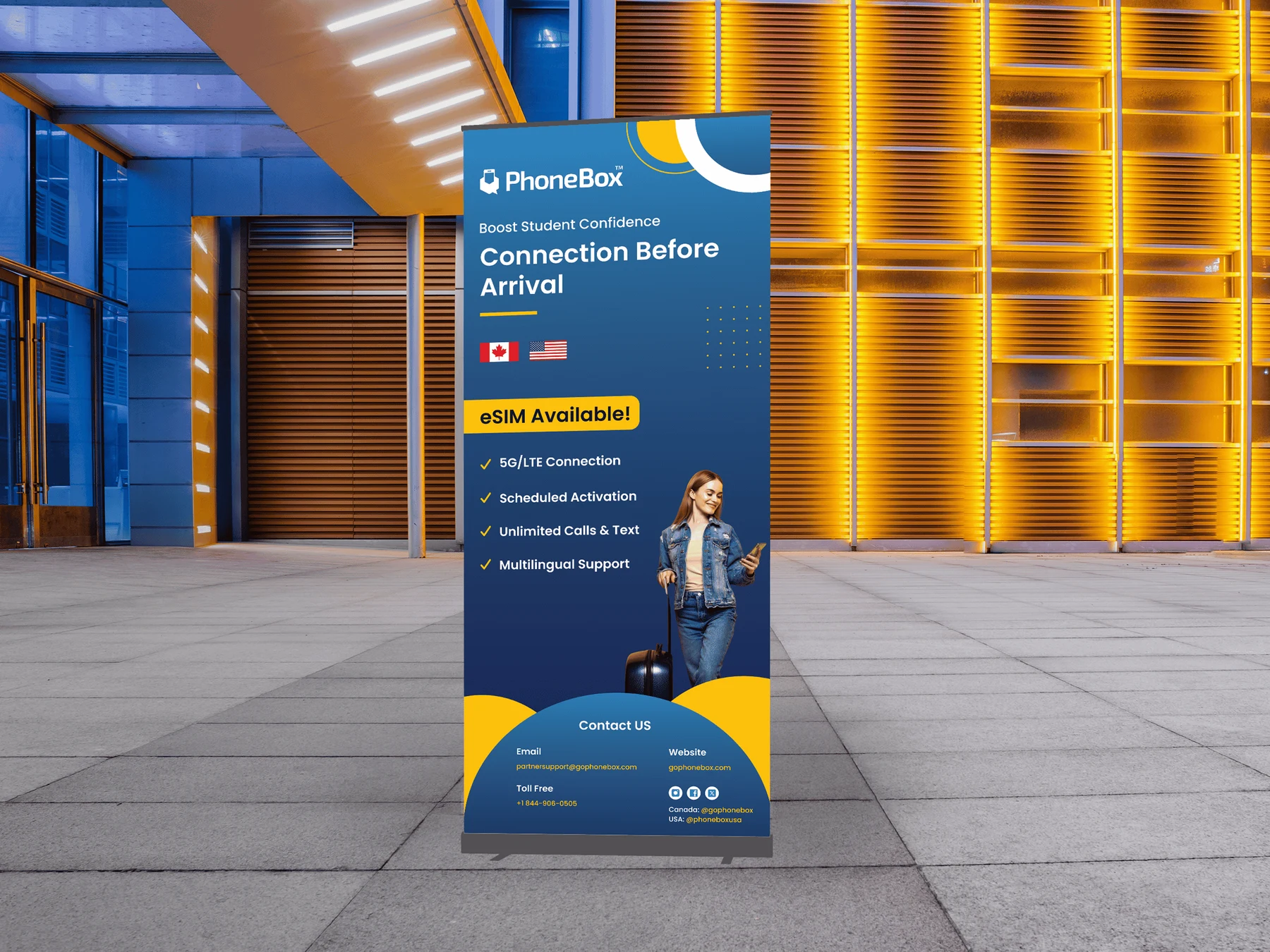 Connection Before Arrival standing banner