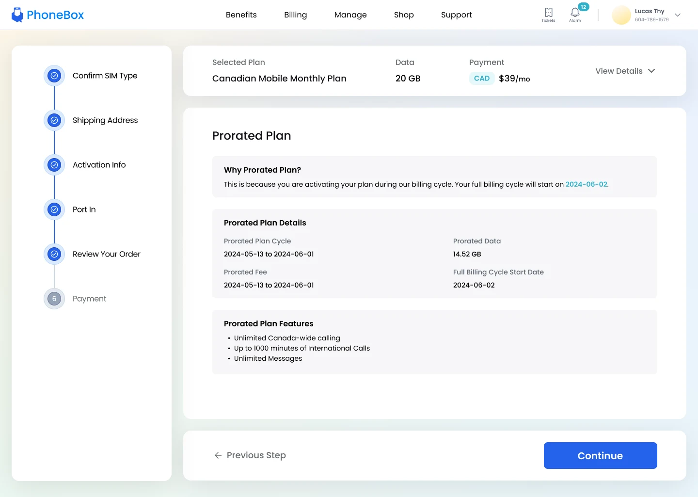 Prorated plan explanation