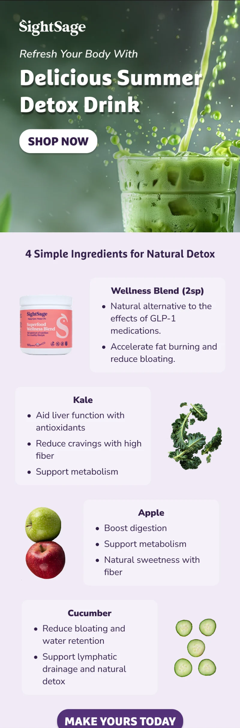 Sightsage Summer detox drink email, full length
