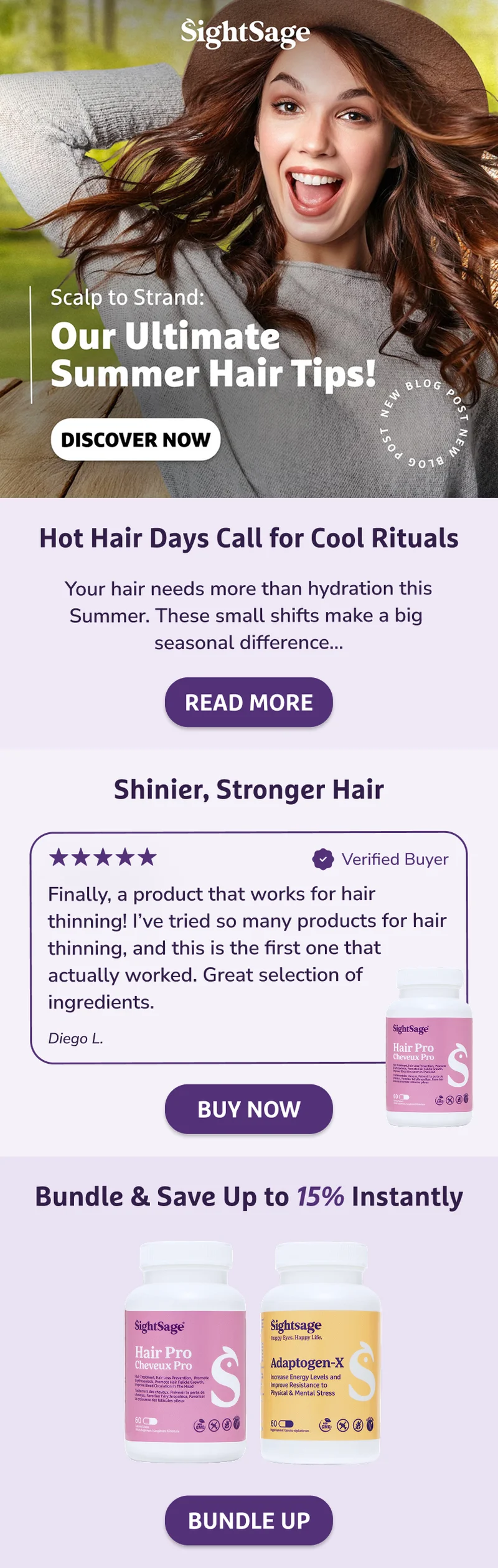 Sightsage Summer hair tips blog email, full length