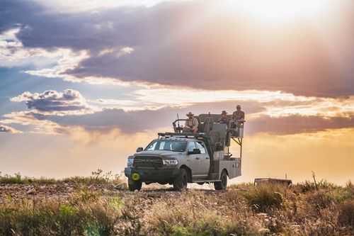 A hunting vehicle with a corporate hunting event