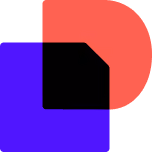 Abstract geometric shapes: a red rounded corner shape and a blue square overlapping a black square.