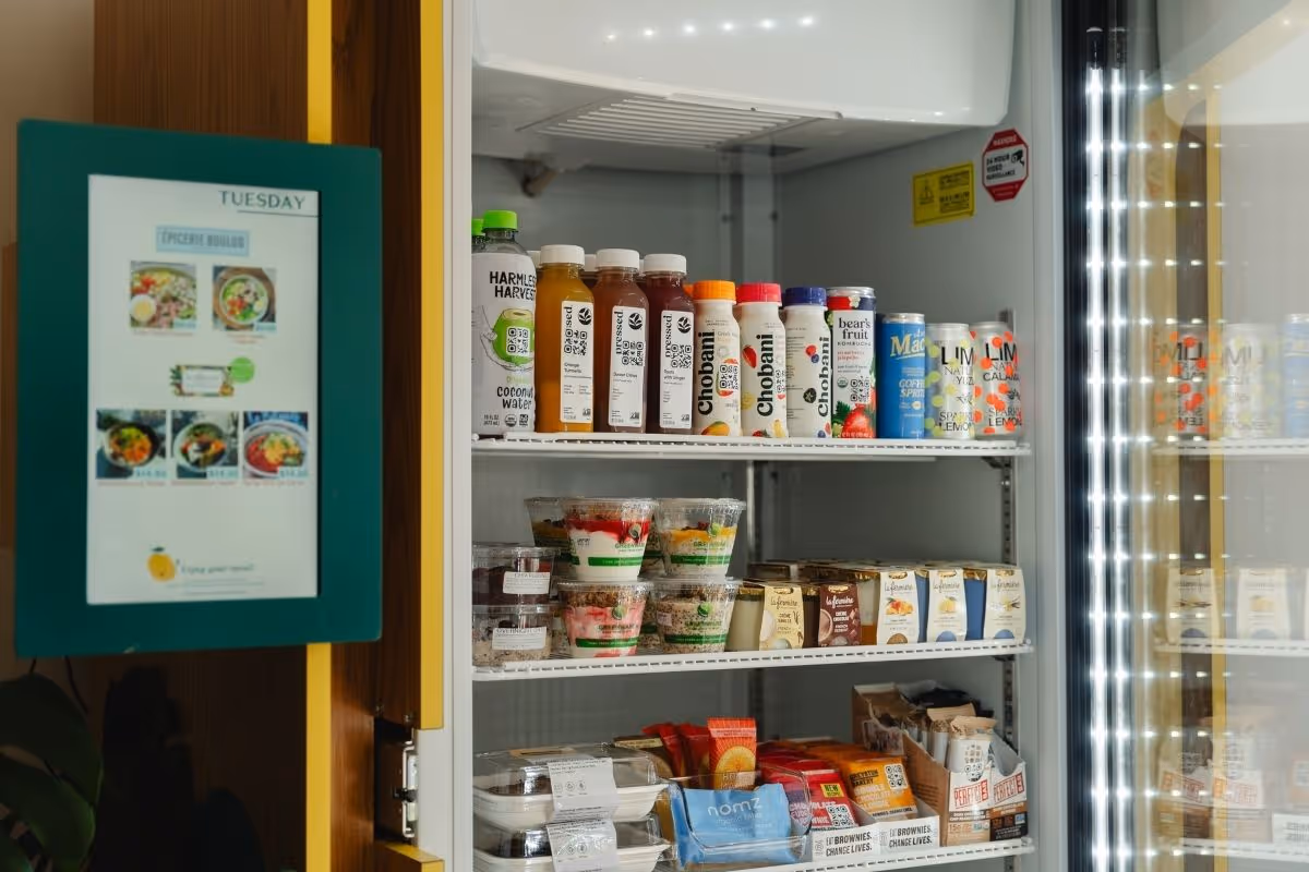 Fraîche smart fridge stocked with healthy meals and snacks