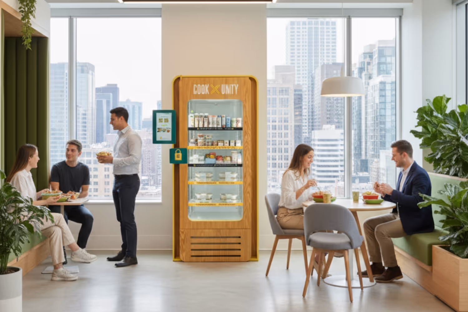 CookUnity smart fridge in modern capital one office employee meal perk