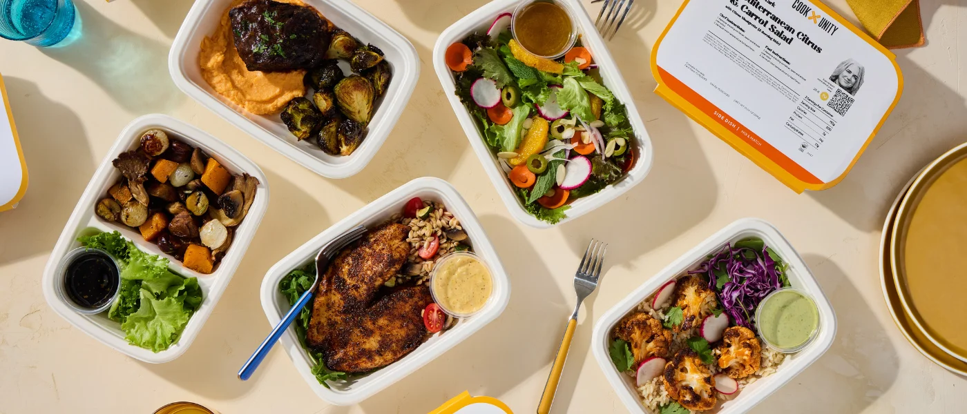 Chef-prepared CookUnity meals with individual labels