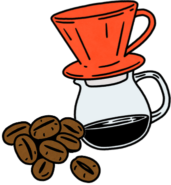 コーヒー道具、コーヒー豆イラスト