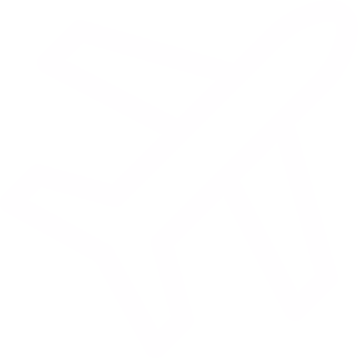 Icône d'avion en vol stylisé en blanc sur fond transparent.