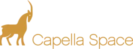 Capella Space logo featuring an abstract golden elephant and the company name in gold text.