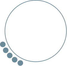 Circling arrow forming a loop around a stylized letter A in a pixelated design.