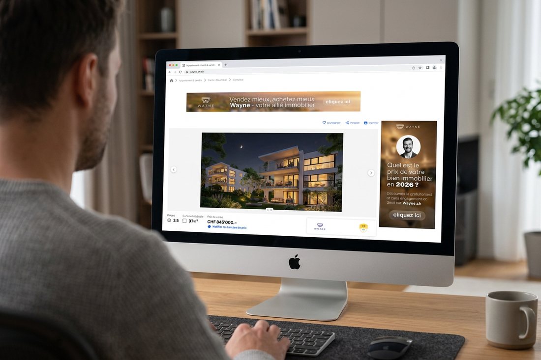 Un acheteur consulte une annonce Wayne sur un portail immobilier