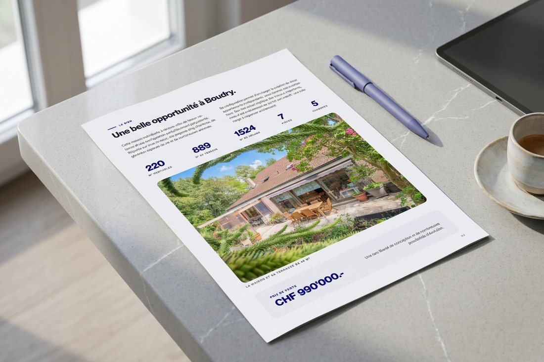 La brochure imprimée du bien, déclinée du site