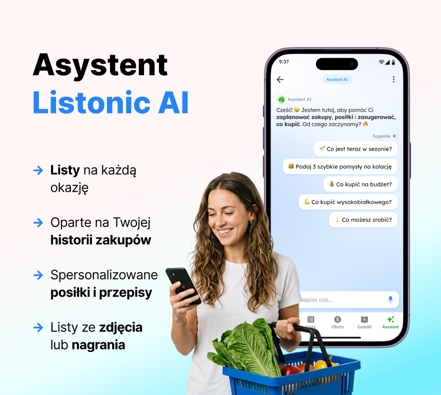 AI podpowie, co kupić dziś, żeby jutro mieć pomysł na obiad. Nowa funkcja w aplikacji Listonic!