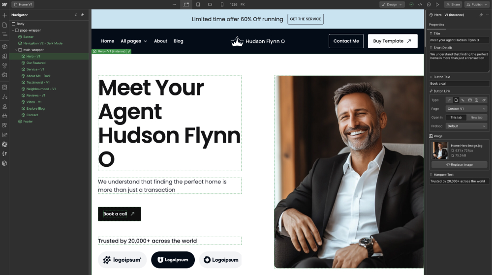 Components Properties - Hudson Flynn O - A Scaleable Real Estate Webflow Template