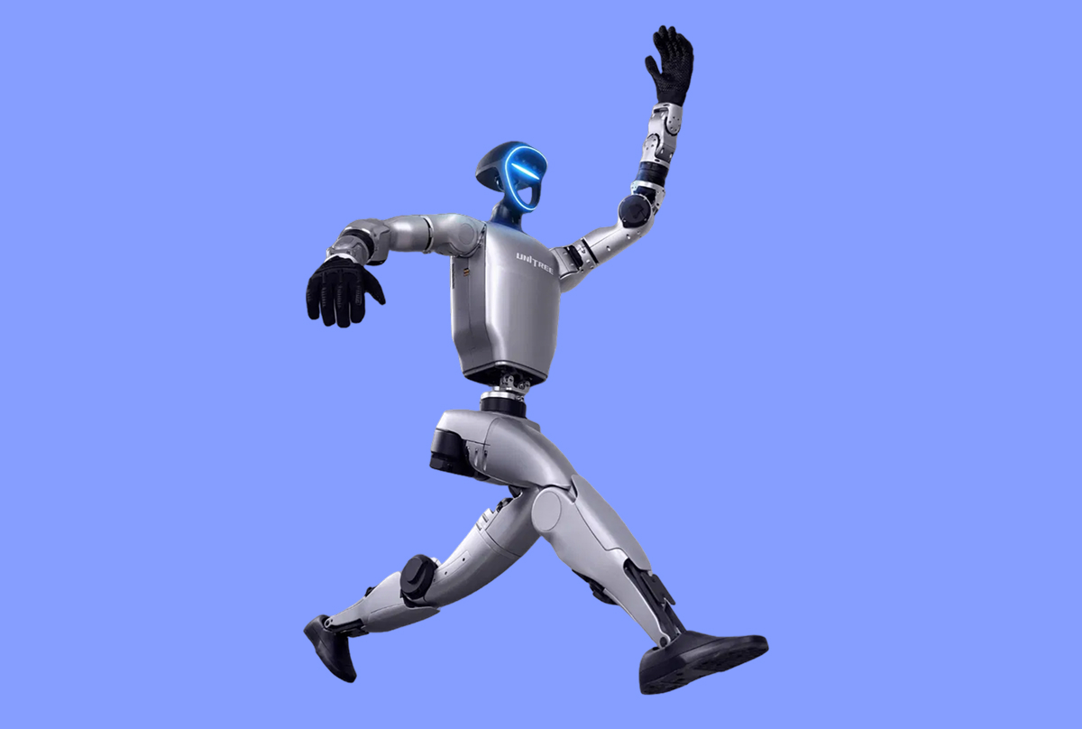 Unitree G1 humanoidní robot běží a mává