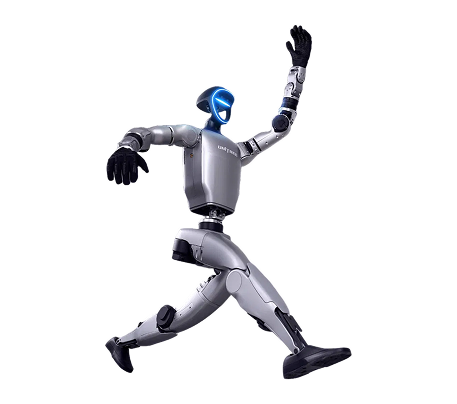 Unitree G1 humanoidní robot běží a mává