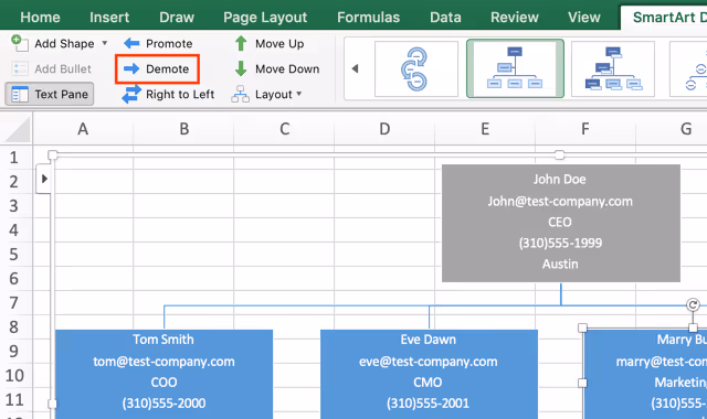 Style employee data in the org chart