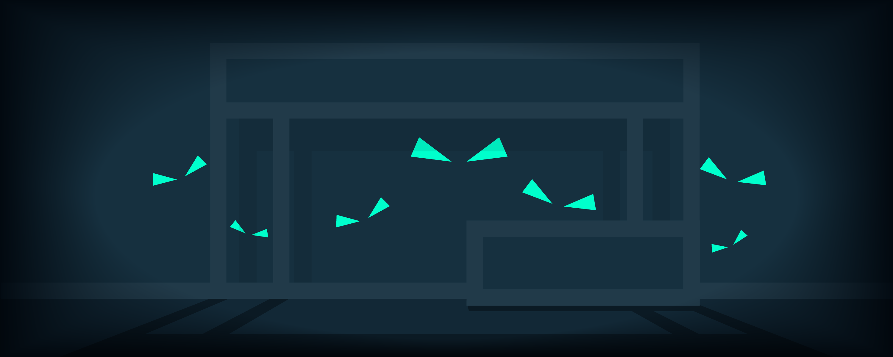 Creepy eyes hiding in a graphically displayed exhibition stand