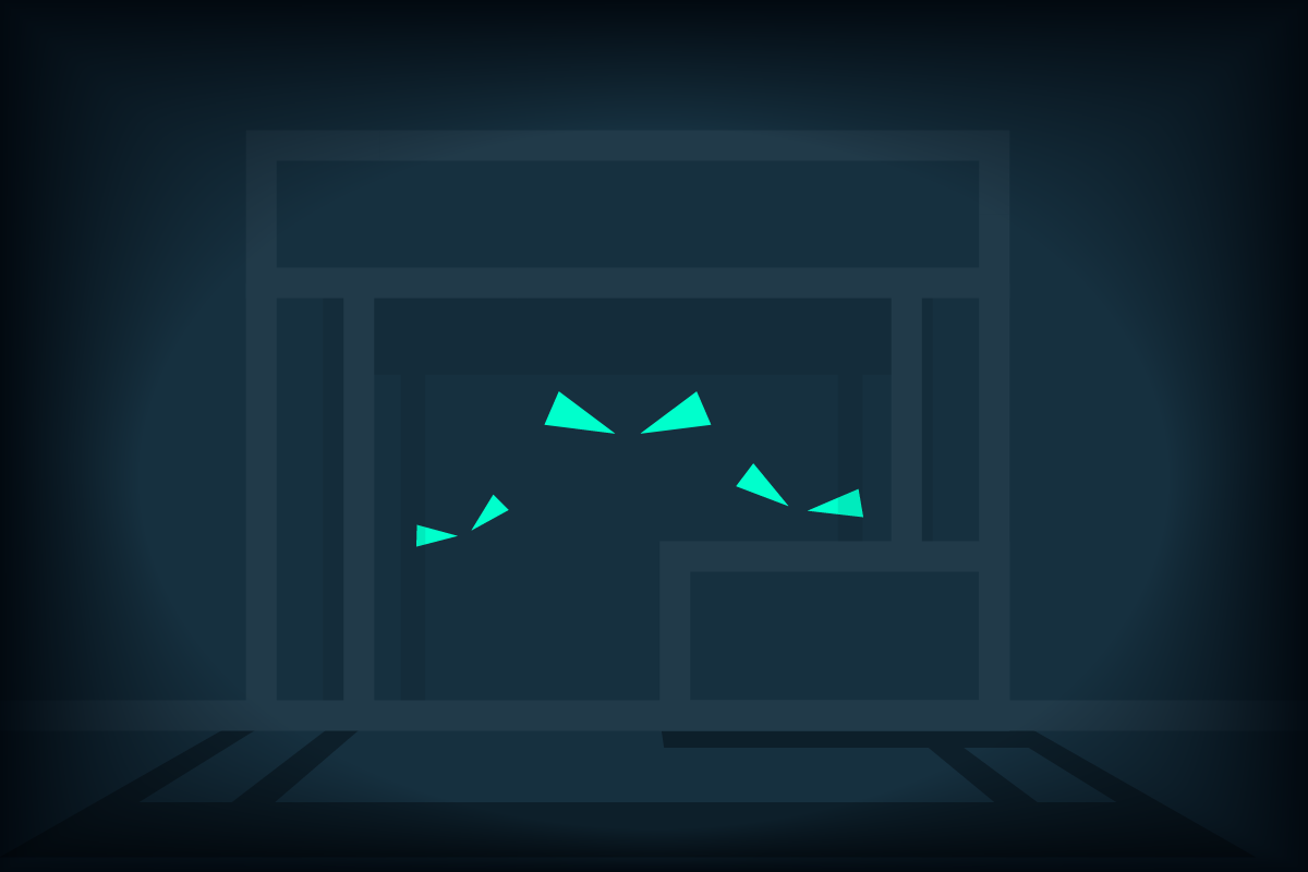 Creepy eyes hiding in a graphically displayed exhibition stand