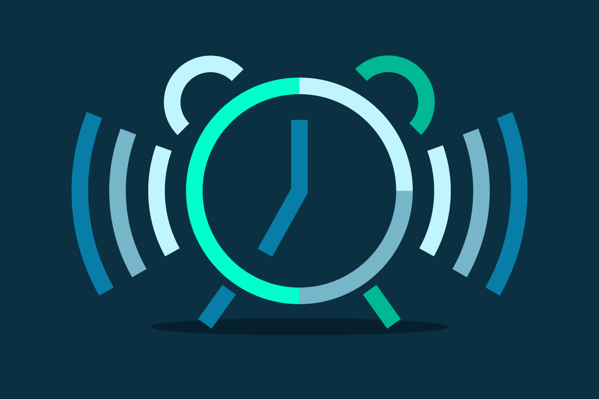 Ringing alarm clock graphic to represent the timing of early planning