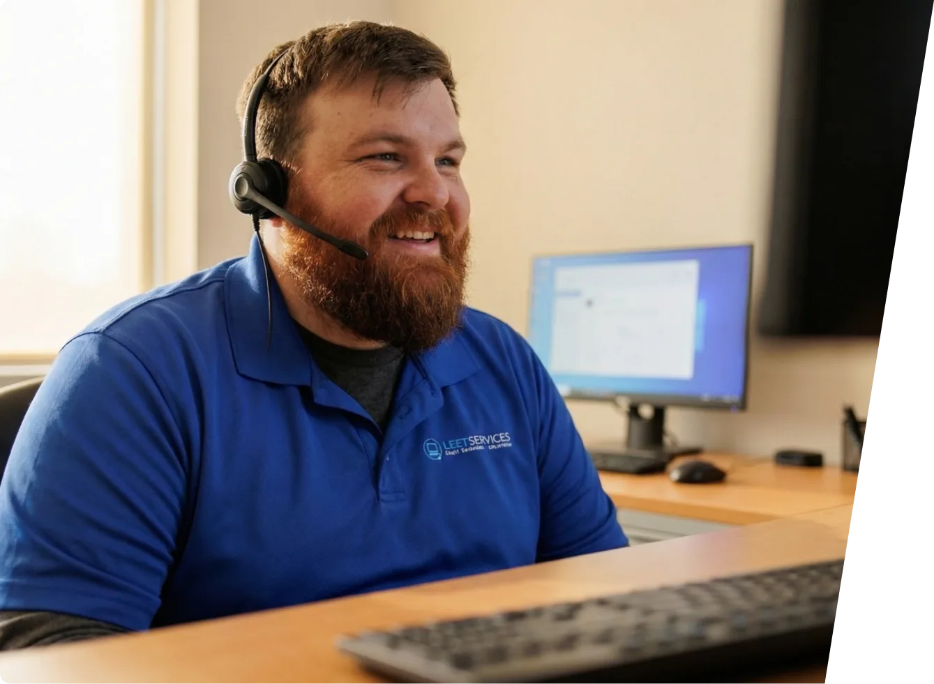 Leet help desk technician supporting a client