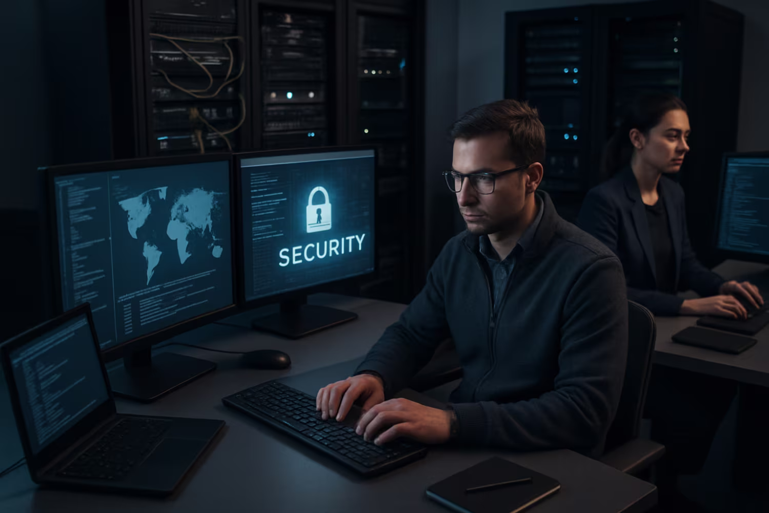 High-tech office implementing ransomware protection