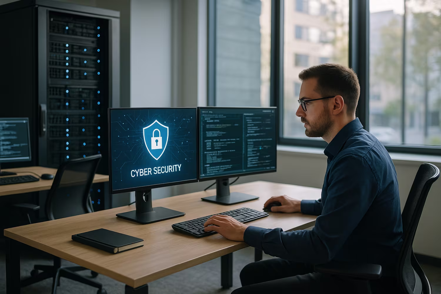 IT professional analyzing network security basics