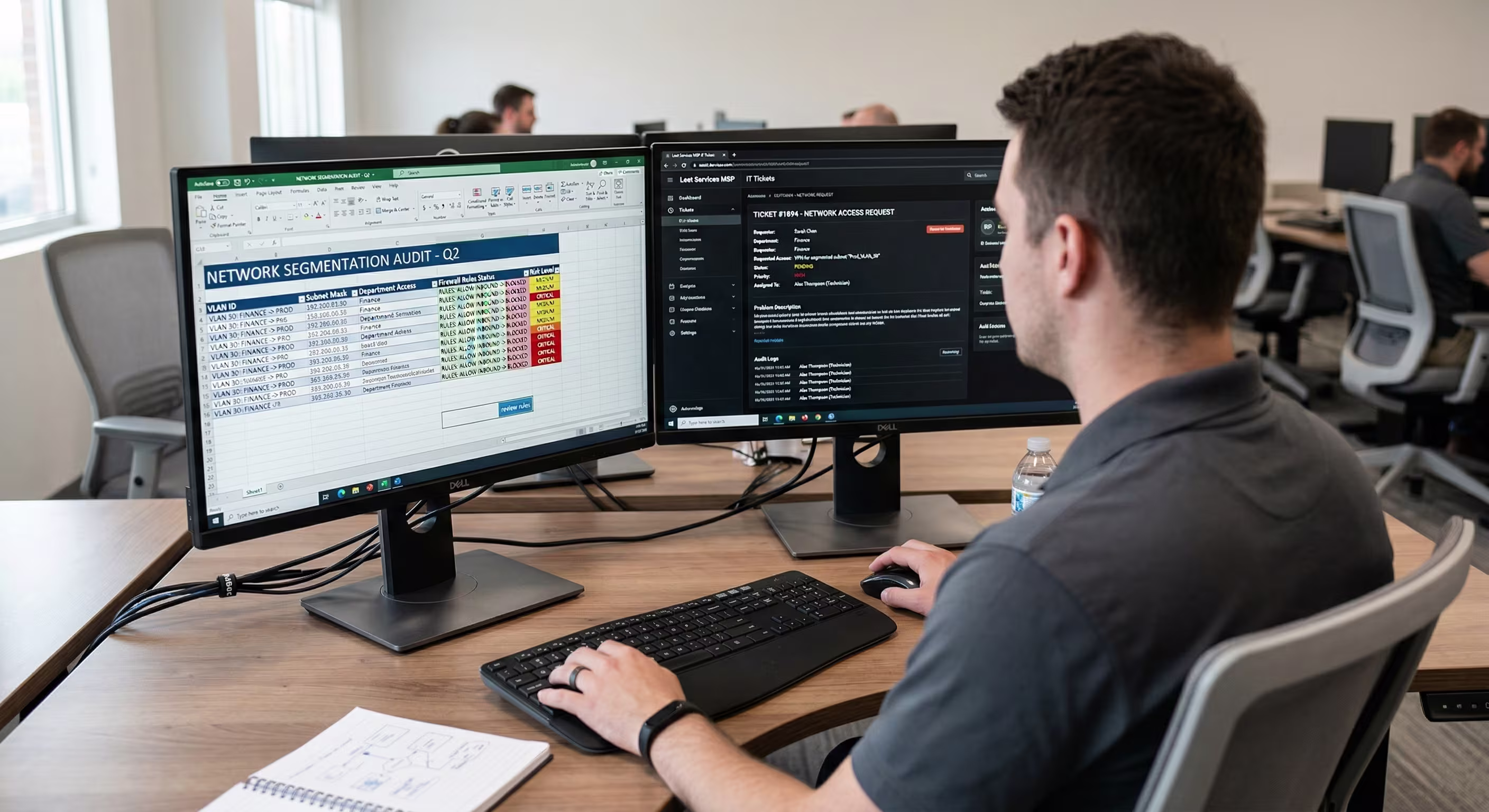 IT team discussing network segmentation best practices